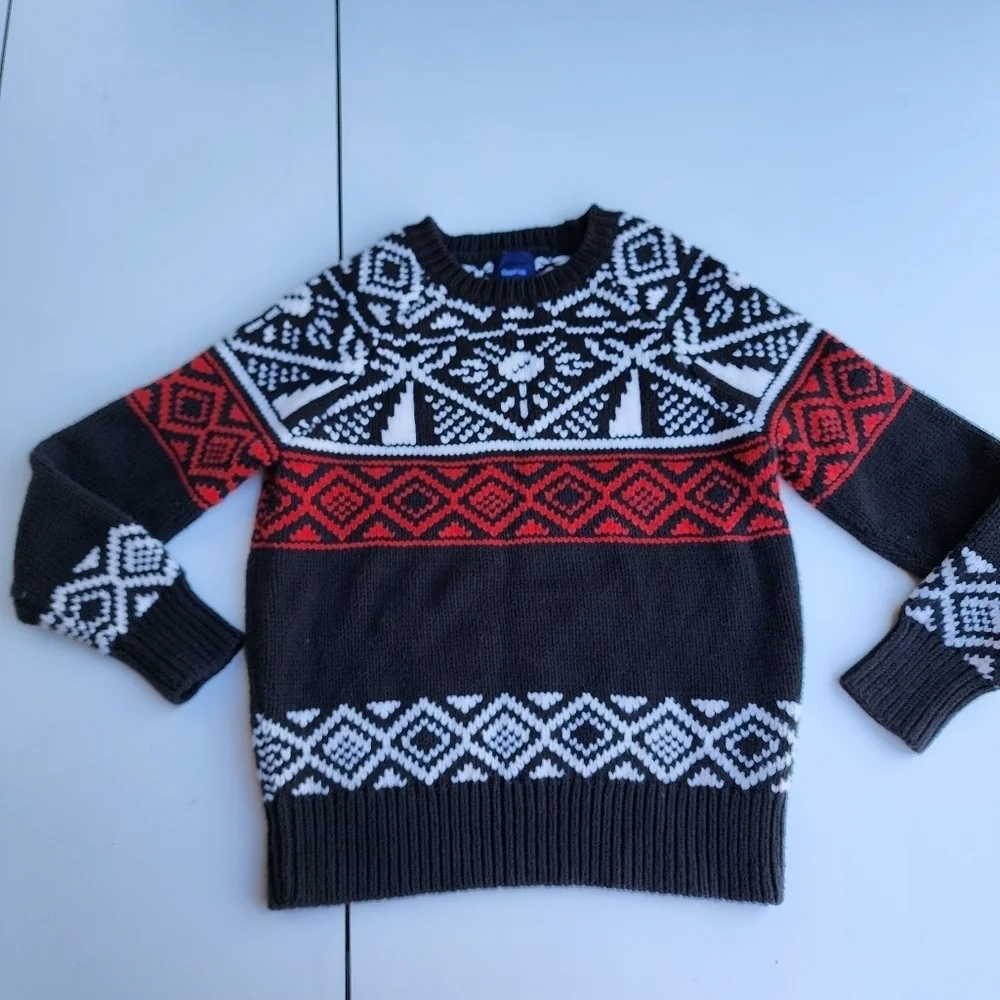 GAP VTG Black Red White Chunky Knit Sweater Heavy Top Boys Size M 8